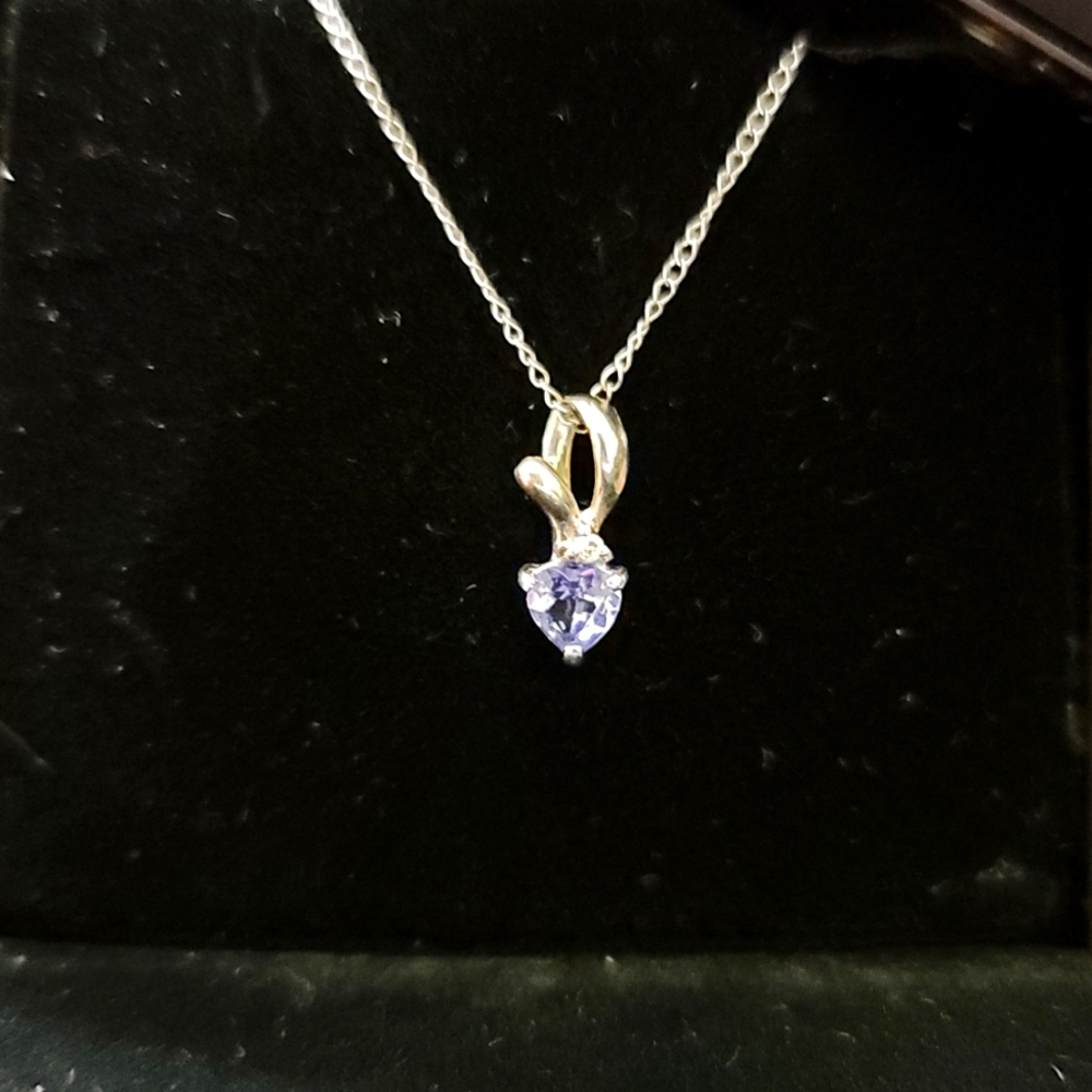 **SOLD TANZANITE 💜 DIAMOND PLATINUM NECKLACE - Picture 6 of 7